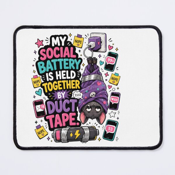 Item preview, Social Battery Duct Tape Bat Design designed and sold by KXDigitalStudio.