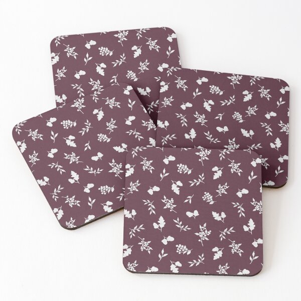 Item preview,  Woodland Acorn Berry Toss silhouettes Autumn Watercolor  Pattern burgundy designed and sold by Designs by christel_treiber.