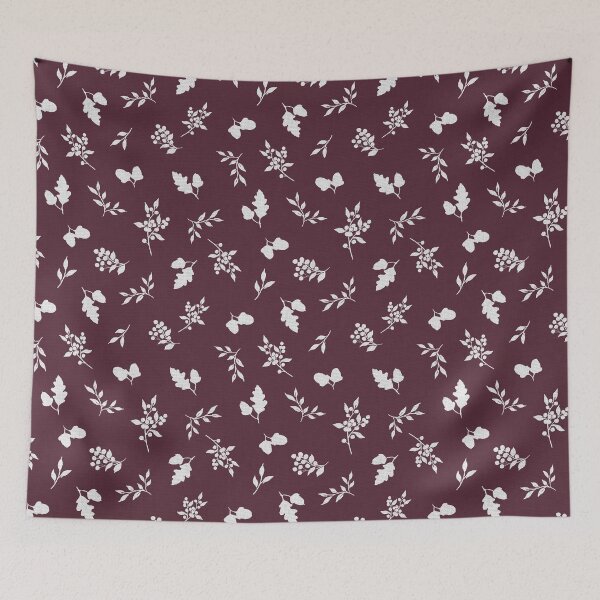 Item preview,  Woodland Acorn Berry Toss silhouettes Autumn Watercolor  Pattern burgundy designed and sold by Designs by christel_treiber.