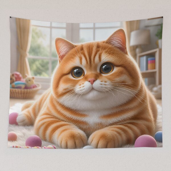 Item preview, Chubby Big Eyed Ginger Cat designed and sold by TinCatOutPost.