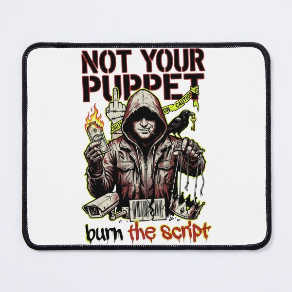 Item preview, Not Your Puppet – Burn the Script | Dark Street Art Rebellion Graphic designed and sold by inkstablestudio.
