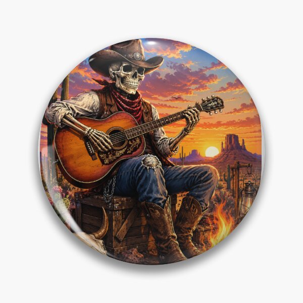 Item preview, Skeleton Cowboy Playing Guitar by Campfire designed and sold by LovePrintArt.