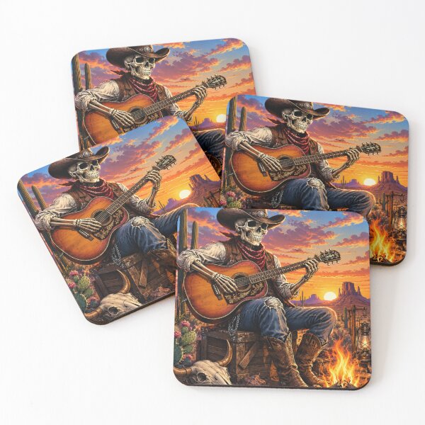 Item preview, Skeleton Cowboy Playing Guitar by Campfire designed and sold by LovePrintArt.