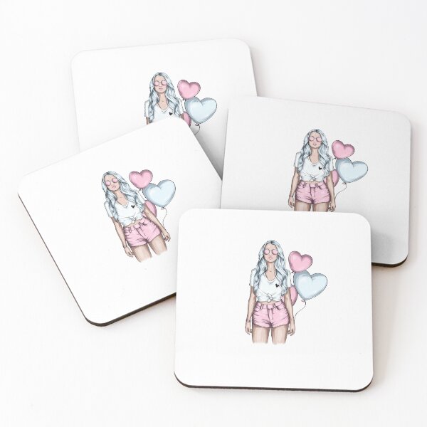 Item preview, Pastel Fashion Girl with Heart Balloons Cute Aesthetic Illustration designed and sold by Rogue Heart Collective™.