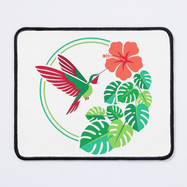 Item preview, Colorful Hummingbird with Hibiscus Flower | Tropical Nature Illustration designed and sold by abdelski.