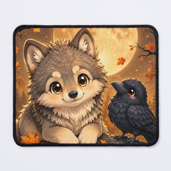 Item preview, Kawaii Wolf and Raven Autumn Moon designed and sold by alw951.
