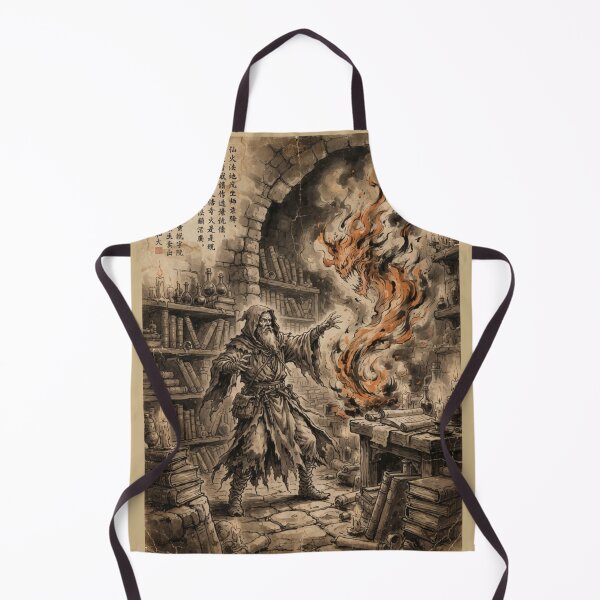 Item preview, The Mage and the Flame Elemental Sumi-e Ink Wash designed and sold by DuckOddity.