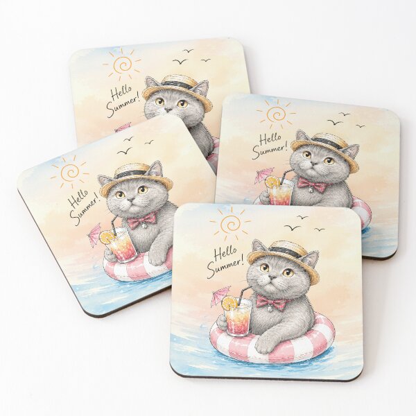Item preview, Hello Summer Cat – Cute Pool Float Vacation Kitty Party designed and sold by lematworks.