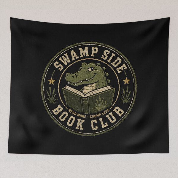 Item preview, Alligator Reading Swamp Side Book Club Vintage Reader Design designed and sold by AMICO77.