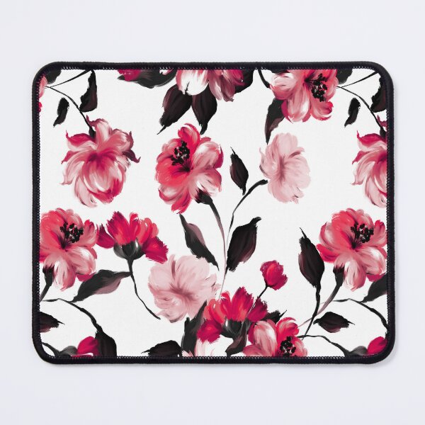Item preview, Pink and Red Floral Pattern on White Background designed and sold by behappyandrelax.