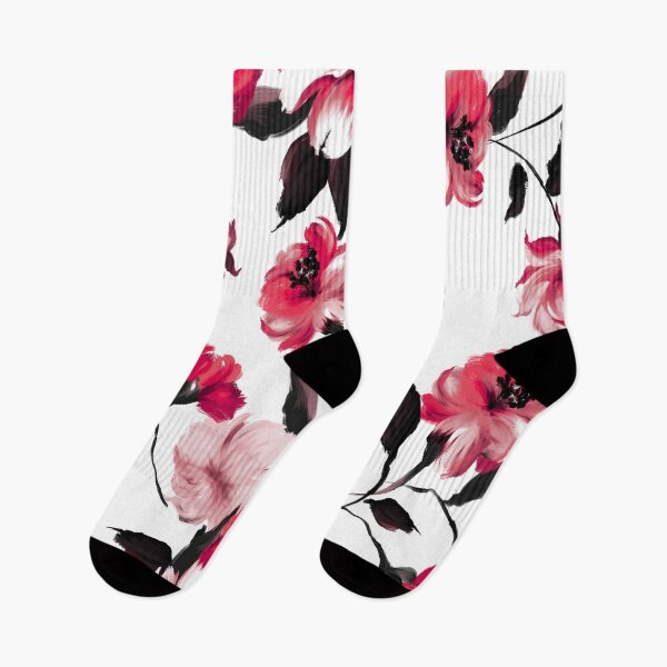 Item preview, Pink and Red Floral Pattern on White Background designed and sold by behappyandrelax.