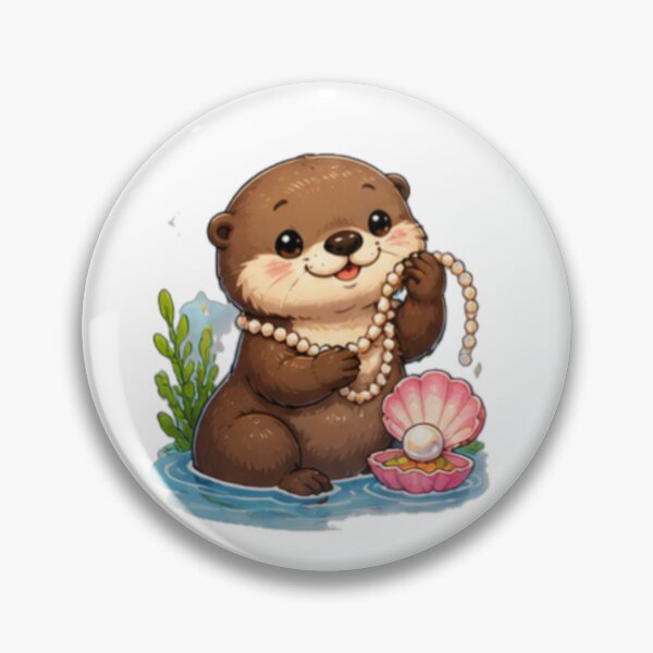 Item preview, Cute Otter with Pearl Necklace designed and sold by DailyDoodlesBySumbul.