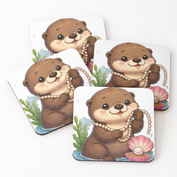 Item preview, Cute Otter with Pearl Necklace designed and sold by DailyDoodlesBySumbul.