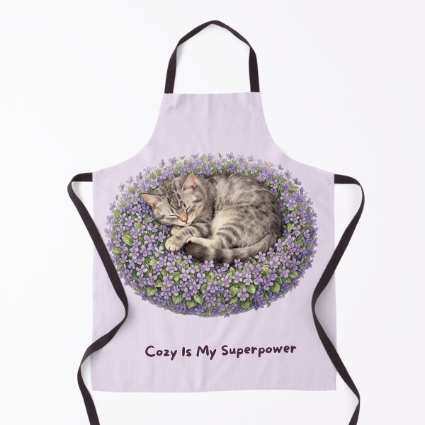 Item preview, Cozy Is My Superpower | Sleeping Gray Kitten in Purple Flowers | Watercolor Cat Art Opis designed and sold by BCapybara.