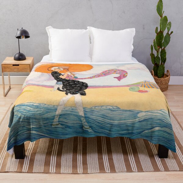 Item preview, Girl on the Beach - Art Deco Beach Fashion Illustration for Vintage Art Lovers designed and sold by RickE.