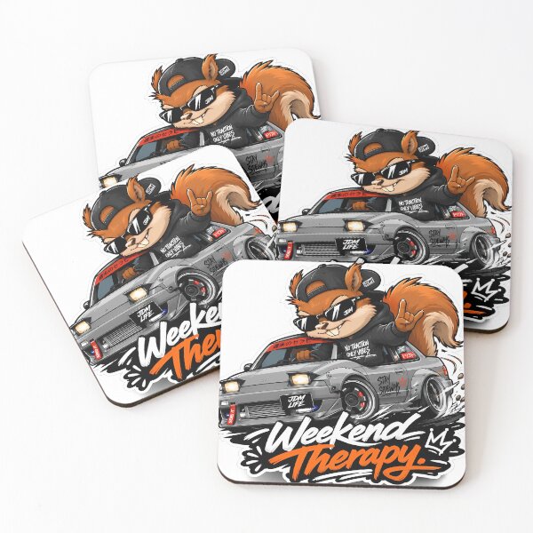 Item preview, Weekend Therapy Squirrel – Burnout Car Cartoon Mascot Sticker designed and sold by Aesthicer.