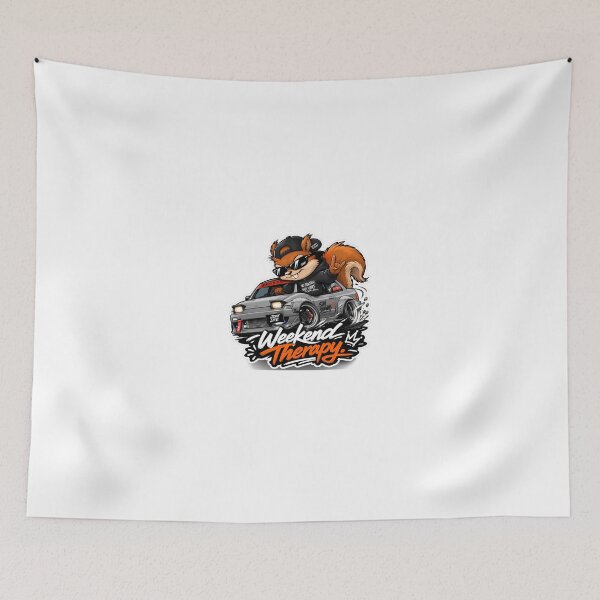 Item preview, Weekend Therapy Squirrel – Burnout Car Cartoon Mascot Sticker designed and sold by Aesthicer.