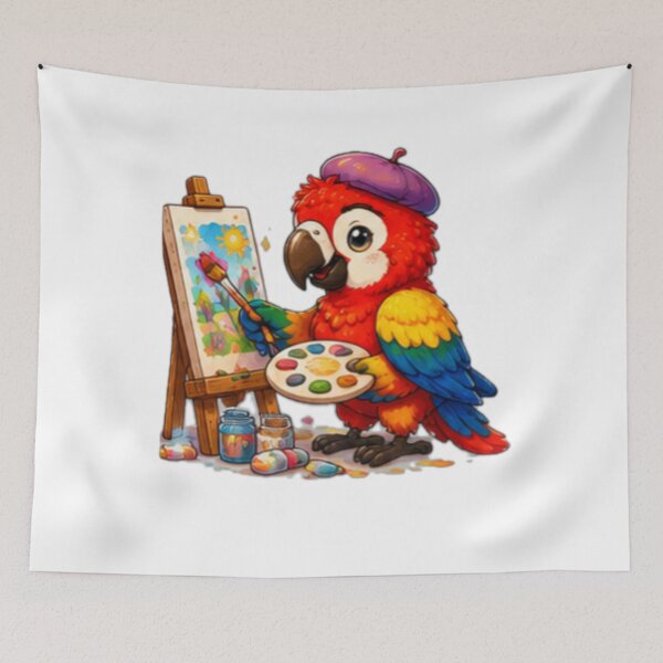 Item preview, Cute Parrot Painter designed and sold by DailyDoodlesBySumbul.