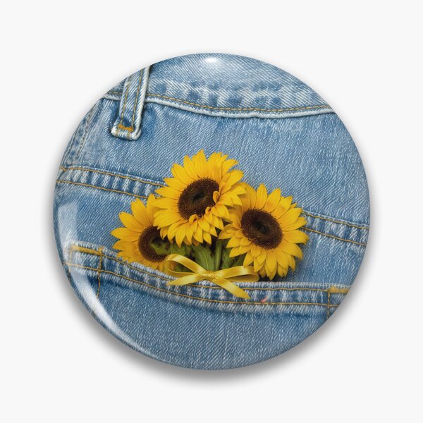 Item preview, Yellow Sunflowers in Blue Jean Pocket designed and sold by Maria Dryfhout.