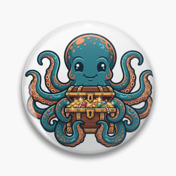 Item preview, Octopus holding treasure chest designed and sold by kidoramagic.