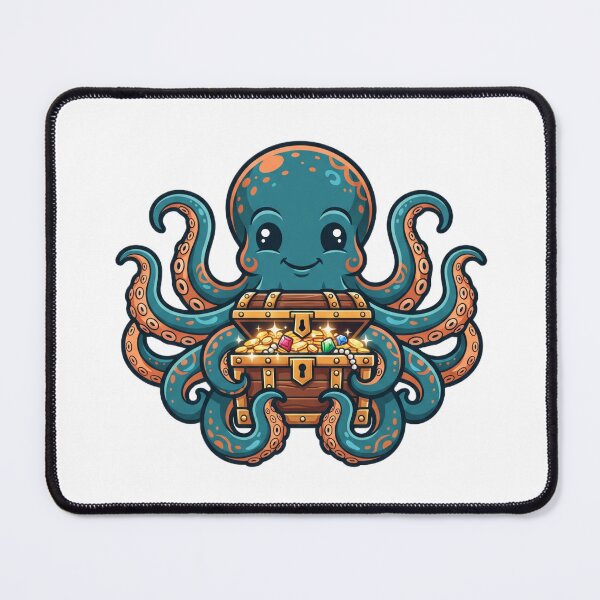 Item preview, Octopus holding treasure chest designed and sold by kidoramagic.