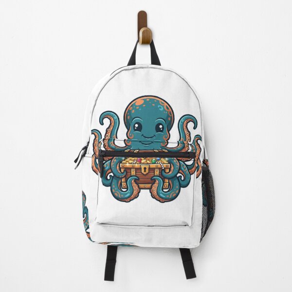 Item preview, Octopus holding treasure chest designed and sold by kidoramagic.