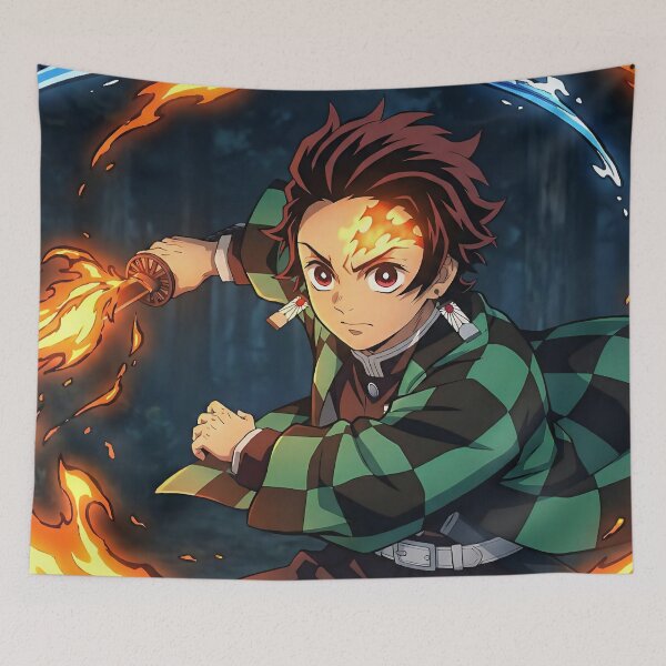 Item preview, Tanjiro Kamado Water and Flame Breathing designed and sold by PosterFuel.