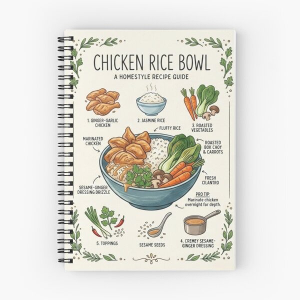 Item preview, Chicken Rice Bowl - Illustrated Homestyle Recipe Guide designed and sold by thepixelcloset.