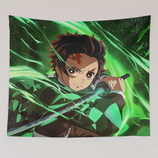 Item preview, Tanjiro Kamado Green Water Breathing designed and sold by PosterFuel.