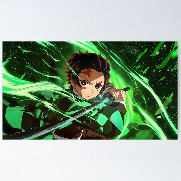 Item preview, Tanjiro Kamado Green Water Breathing designed and sold by PosterFuel.
