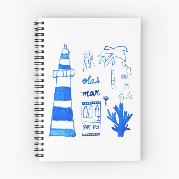 Item preview, Lighthouse and Sardines in Blue Watercolor designed and sold by ElizabethCoelho.