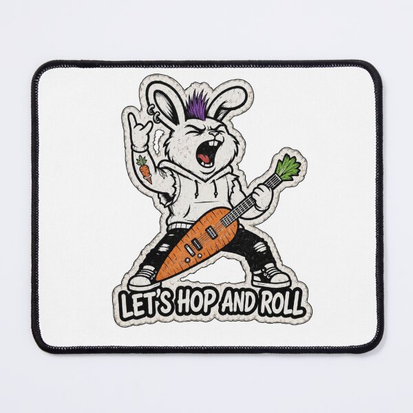 Item preview, Let's Hop and Roll Punk Rock Bunny Funny Guitar Rabbit T-Shirt designed and sold by bunnymode.