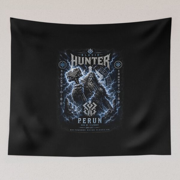 Item preview, Perun Thunder God Blue Lightning Slavic Hunter Viking Mythology Shirt designed and sold by Bizon2910.