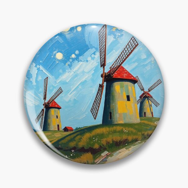 Item preview, Some wind mills in the style of Van Gogh. designed and sold by oldMastersofart.