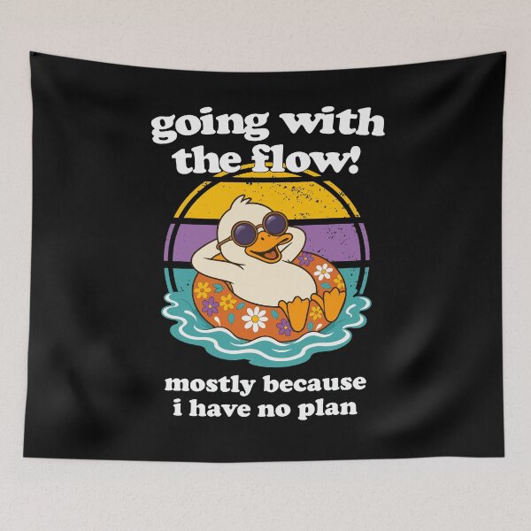 Item preview, Going With The Flow Retro Duck Funny Affirmation designed and sold by Uppercase Tees.