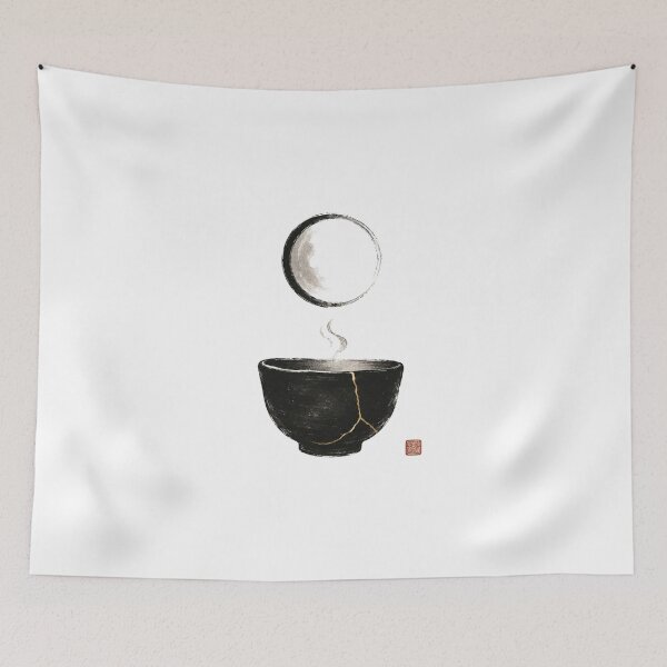 Item preview, Tea Moon Seal – Japanese Zen Tea Bowl Moon Design designed and sold by OblivionRise.