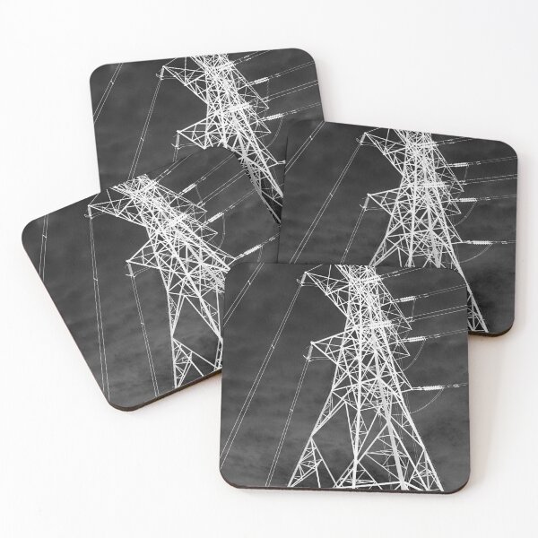 Item preview, Industrial Gothic Black and White Electricity Pylon Photography designed and sold by pinkal.