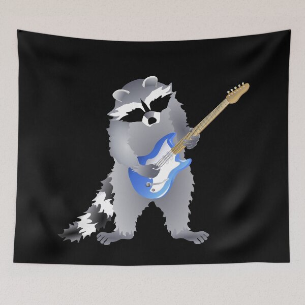 Item preview, Mapache tocando la guitarra eléctrica azul para diestros designed and sold by Adamo-illustration.