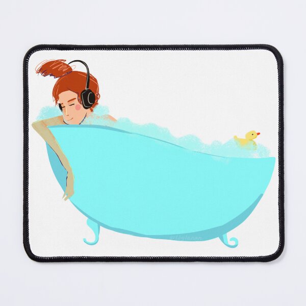 Item preview, Self Care Bathtub Girl with Headphones designed and sold by ArtbyLanaN.