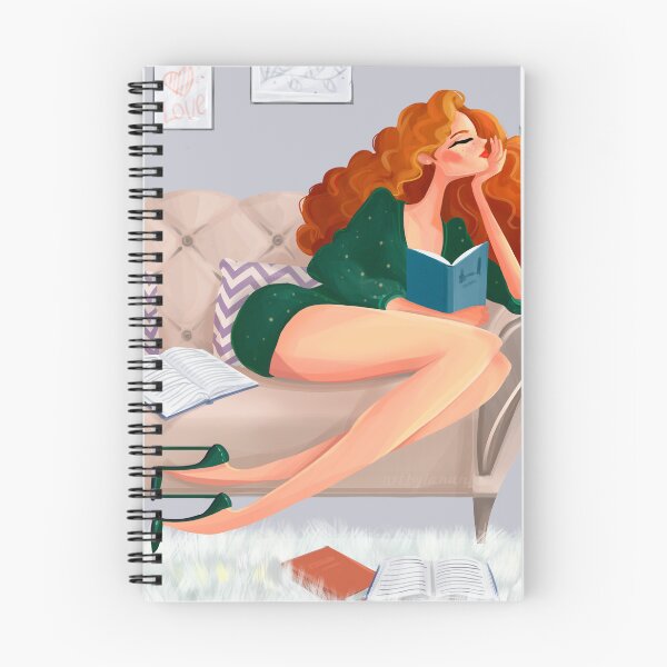 Item preview, Cozy Redhead Girl Reading on Sofa designed and sold by ArtbyLanaN.