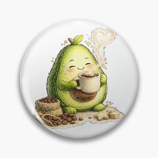 Item preview, Cute Avocado Coffee Lover Pattern | Kawaii Avocado Latte Art Illustration designed and sold by Fabricbella.