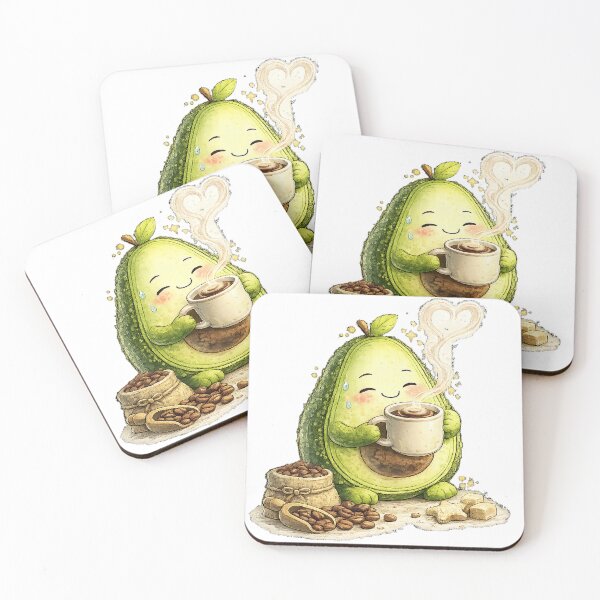 Item preview, Cute Avocado Coffee Lover Pattern | Kawaii Avocado Latte Art Illustration designed and sold by Fabricbella.