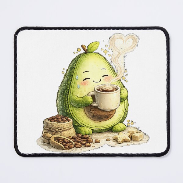 Item preview, Cute Avocado Coffee Lover Pattern | Kawaii Avocado Latte Art Illustration designed and sold by Fabricbella.
