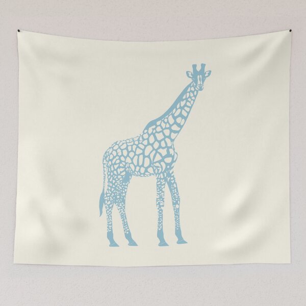 Item preview, Minimal Monochrome Giraffe Line Art Scandinavian Style Animal Illustration Dusty Blue designed and sold by Nasdigitalart.