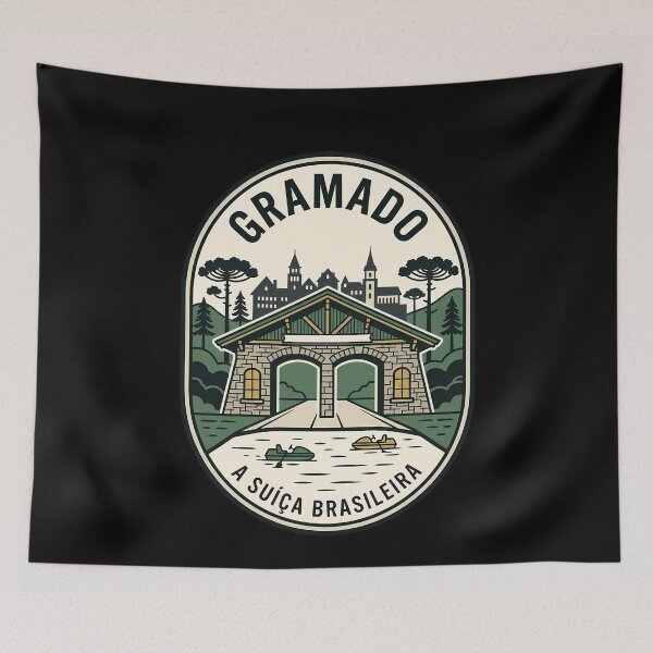 Item preview, Gramado Brazil Alpine Village Vintage Travel Emblem designed and sold by k3rstman1.