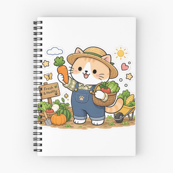 Item preview, Cute Farmer Cat Kawaii Ginger Kitty Farming Hero Illustration designed and sold by NoopnyangStudio.