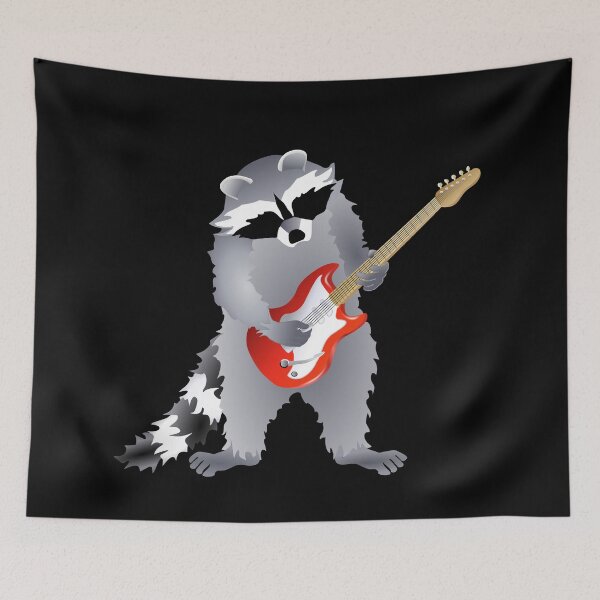 Item preview, Mapache tocando la guitarra eléctrica roja para diestros designed and sold by Adamo-illustration.