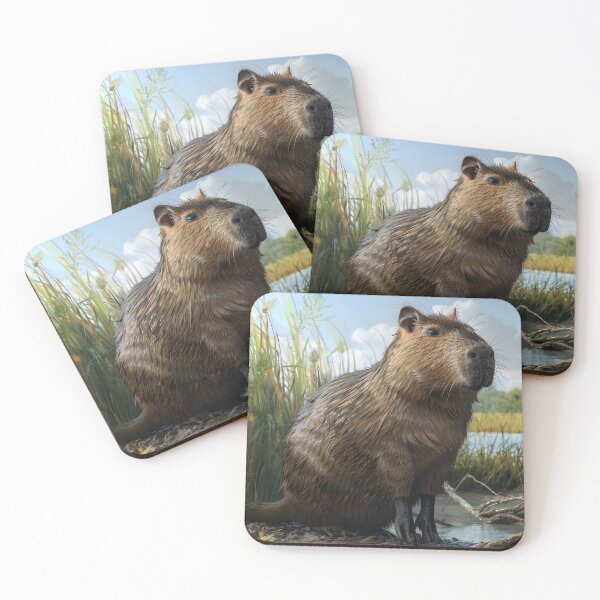 Item preview, Capybara on Riverbank, Wildlife designed and sold by GuildedWordGraphics.