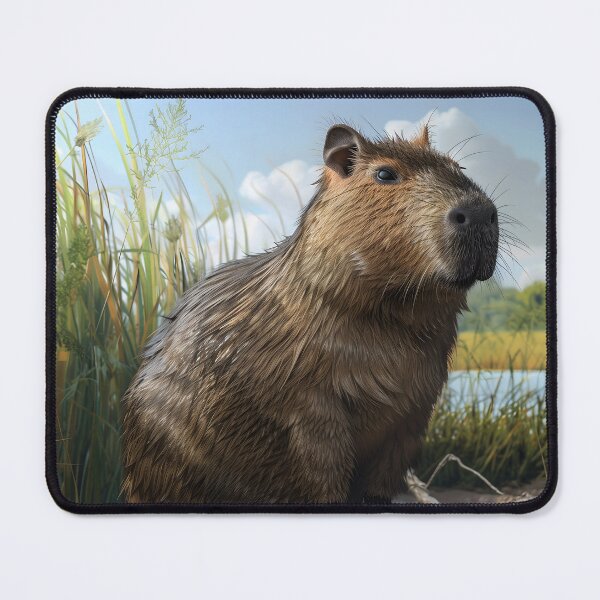 Item preview, Capybara on Riverbank, Wildlife designed and sold by GuildedWordGraphics.