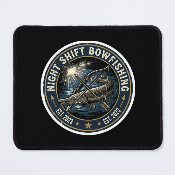 Item preview, Night Shift Bowfishing - Alligator Gar & Bow Hunter Retro Badge designed and sold by Georain.